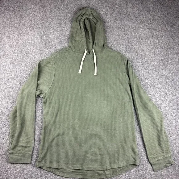 Marine Layer Hoodie Mens XL Green Waffle Knit Hiking Pullover - Picture 1 of 7